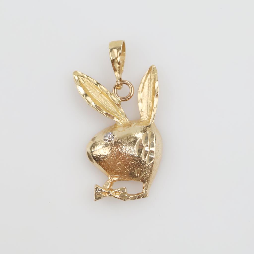 10kt Gold Diamond Rabbit Pendant