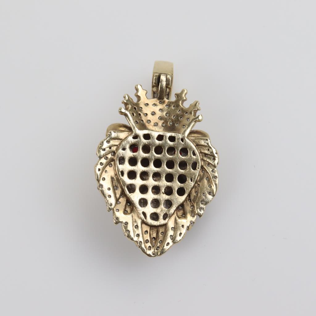 10kt Gold Diamond Red Stone Accent Lion Pendant Property Room