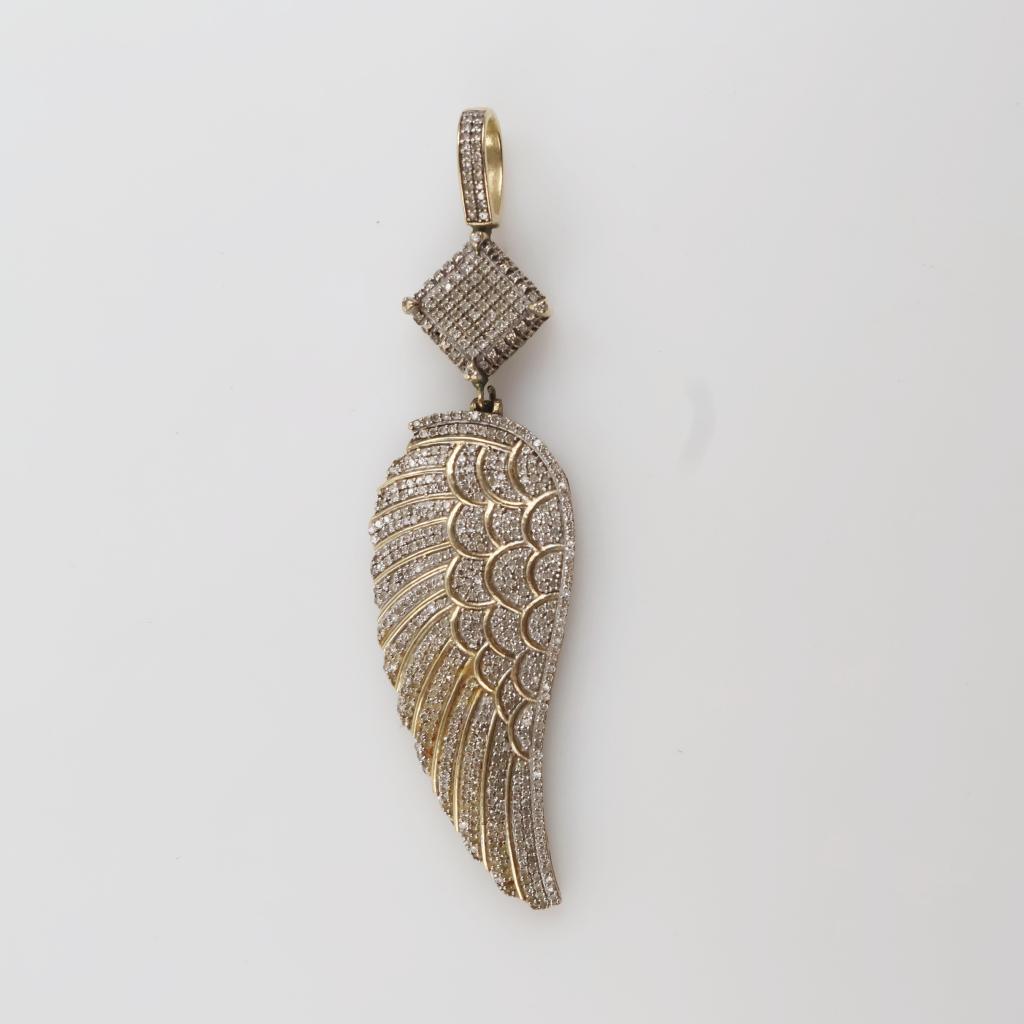 10kt Gold Diamond Wing Pendant