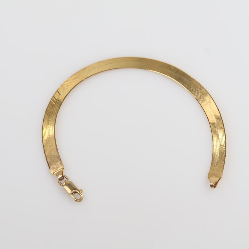 10kt Gold Flat Herringbone Chain Bracelet