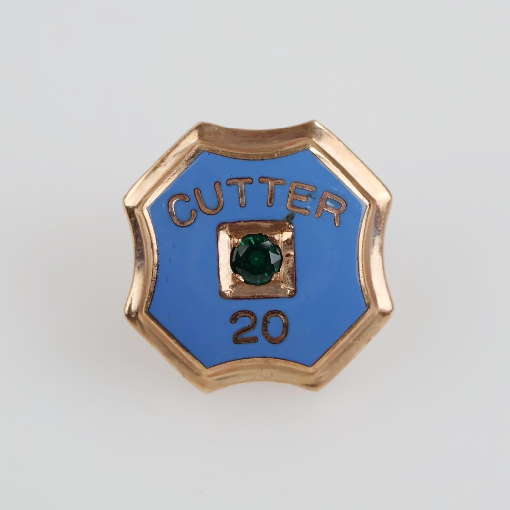 10kt Gold Green Stone Pin