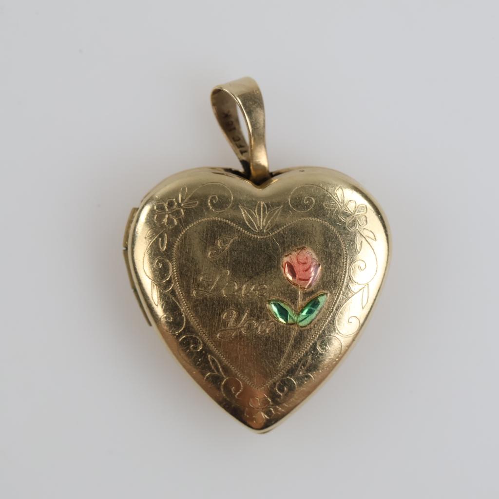10kt Gold Heart Locket Pendant