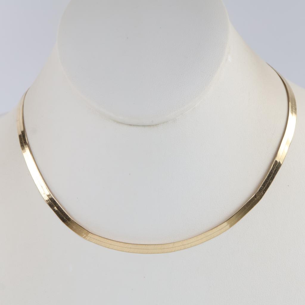 10kt Gold Herringbone Chain Necklace