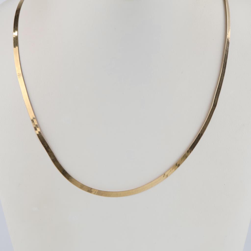 10kt Gold Herringbone Chain Necklace
