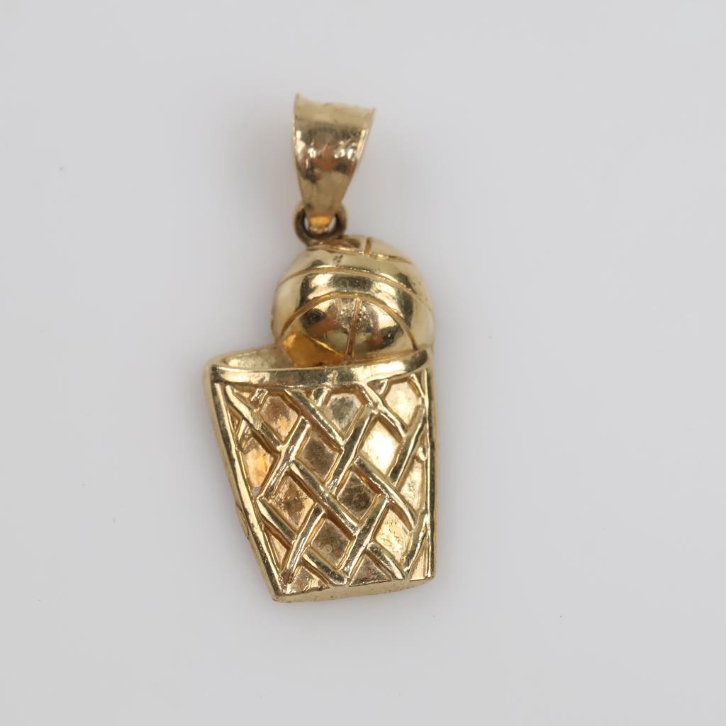 10kt Gold Hollow Basketball Pendant
