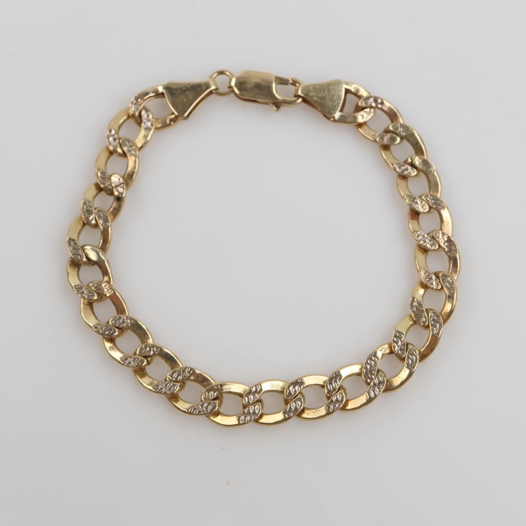 10kt Gold Hollow Curb Chain Bracelet