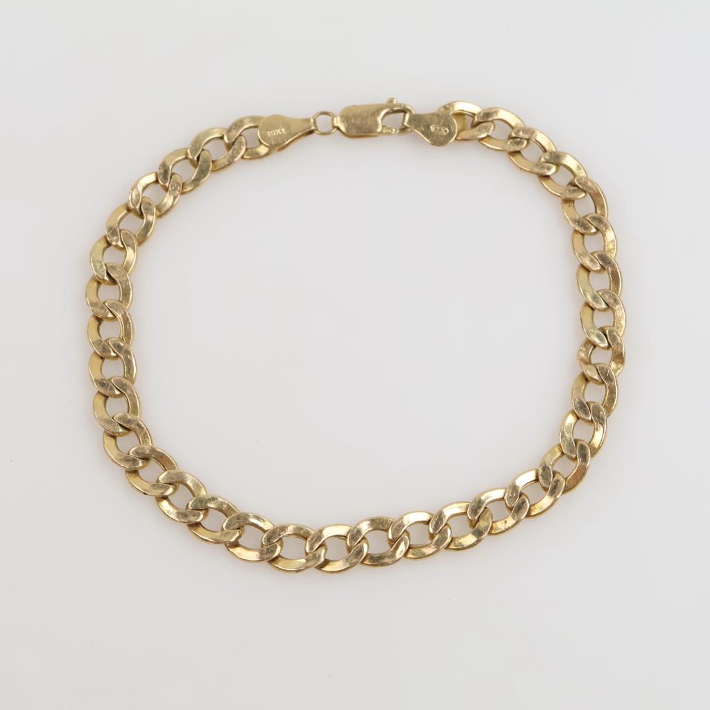 10kt Gold Hollow Curb Chain Bracelet