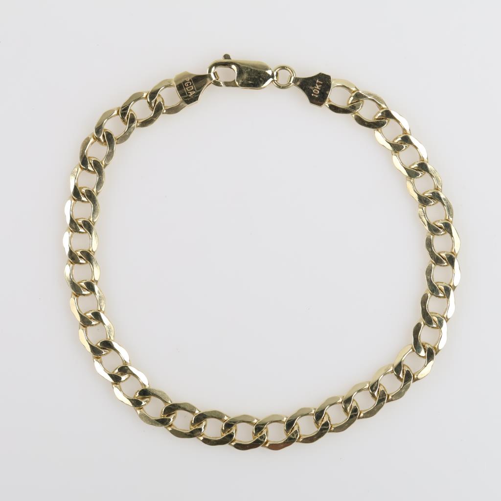 10kt Gold Hollow Curb Chain Bracelet