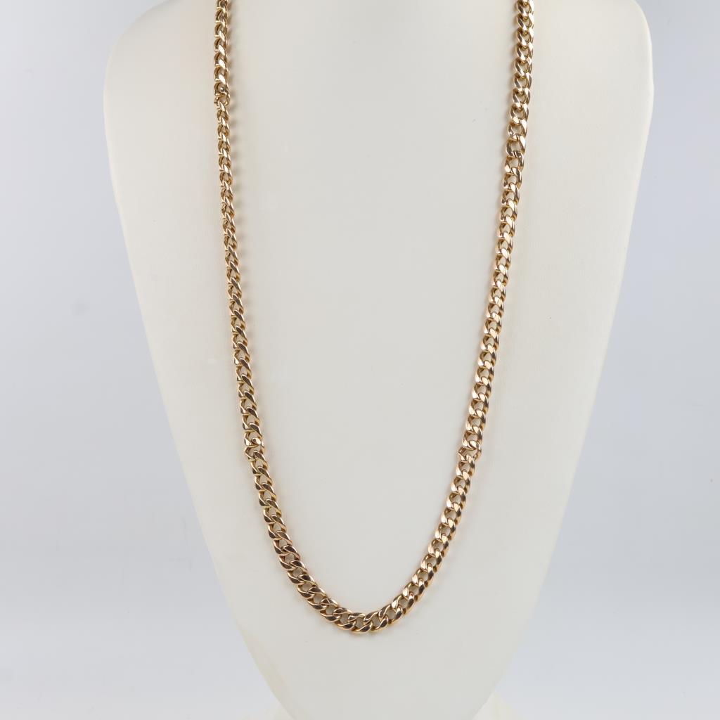 10kt Gold Hollow Curb Chain Necklace