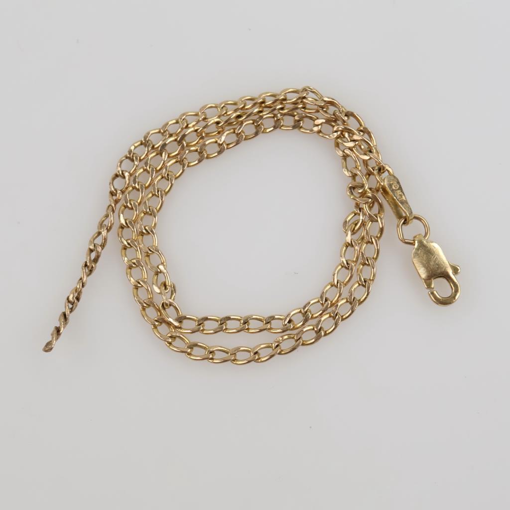 10kt Gold Hollow Curb Chain Necklace