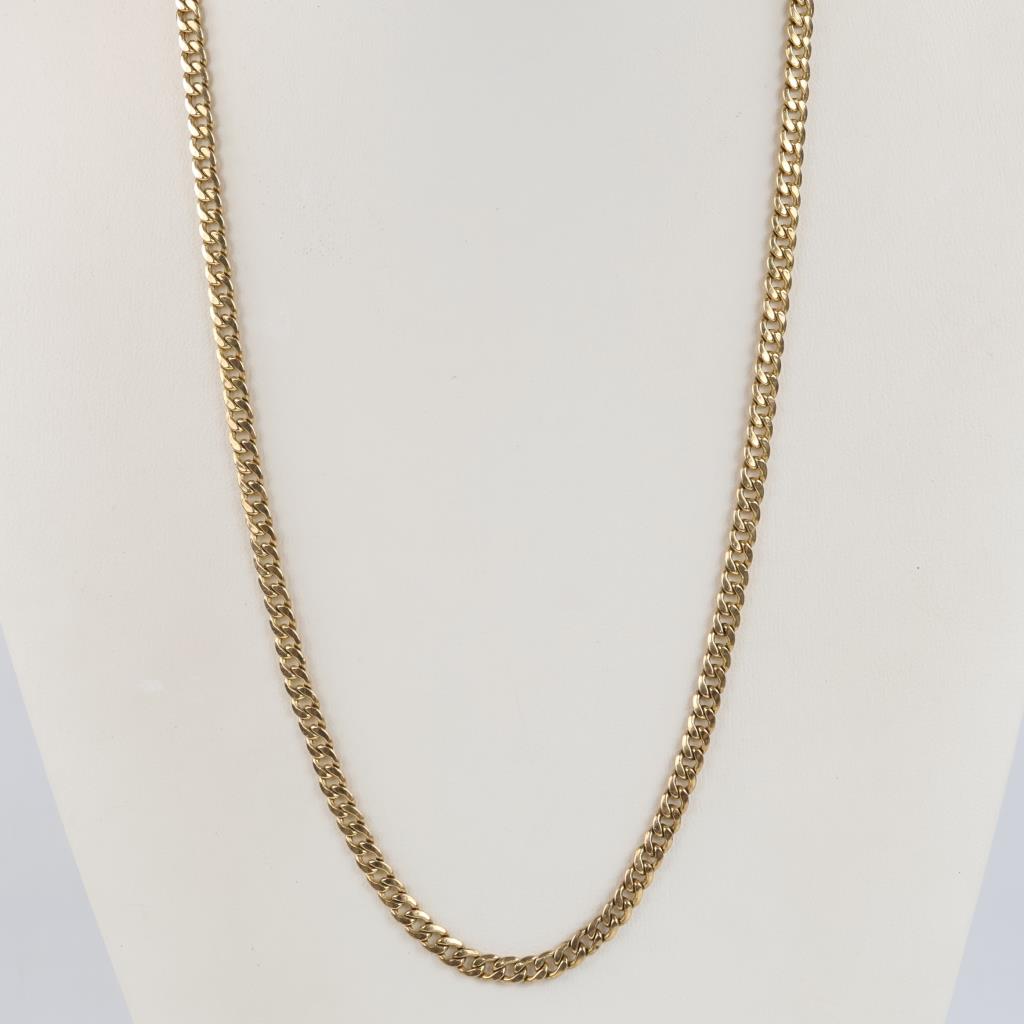 10kt Gold Hollow Curb Chain Necklace