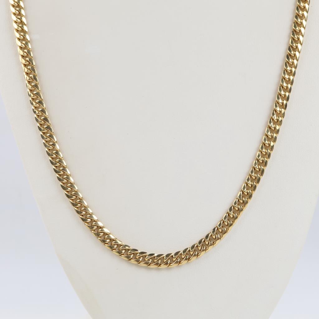 10kt Gold Hollow Curb Chain Necklace
