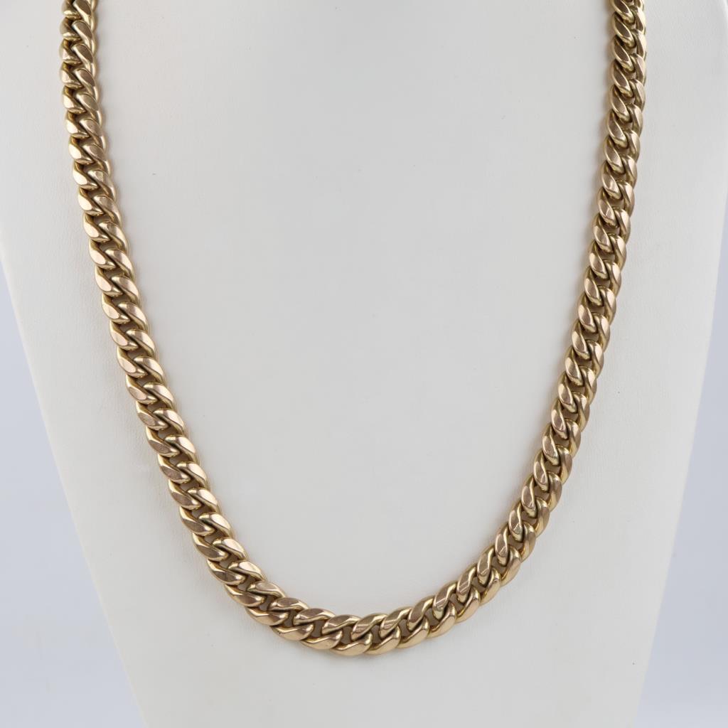10kt Gold Hollow Curb Link Chain Necklace -Evaluated By Our Certified Gemologist-AGS/GIA