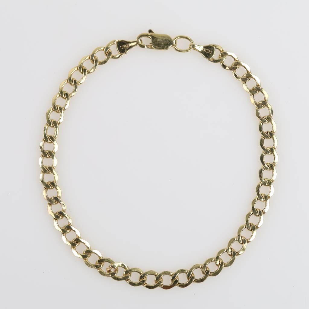 10kt Gold Hollow Dainty Curb Chain Bracelet