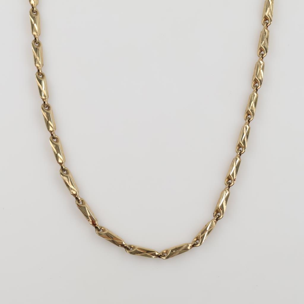 10kt Gold Hollow Fancy Faceted Link Necklace
