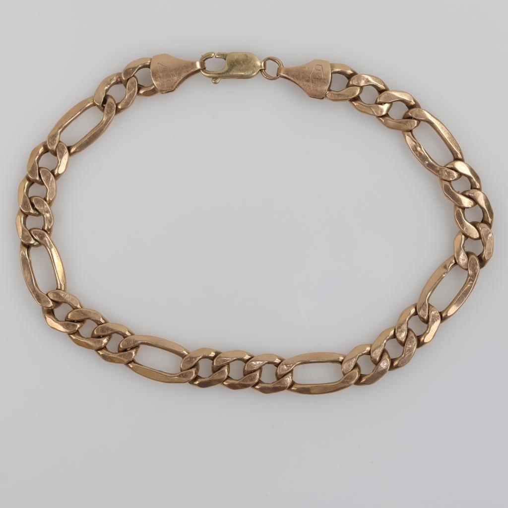 10kt Gold Hollow Figaro Chain Bracelet