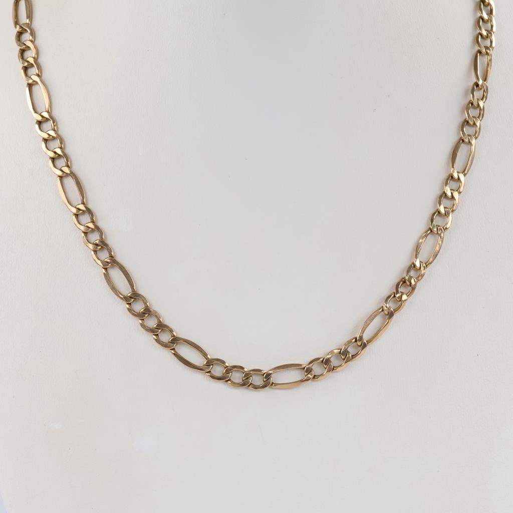 10kt Gold Hollow Figaro Chain Necklace