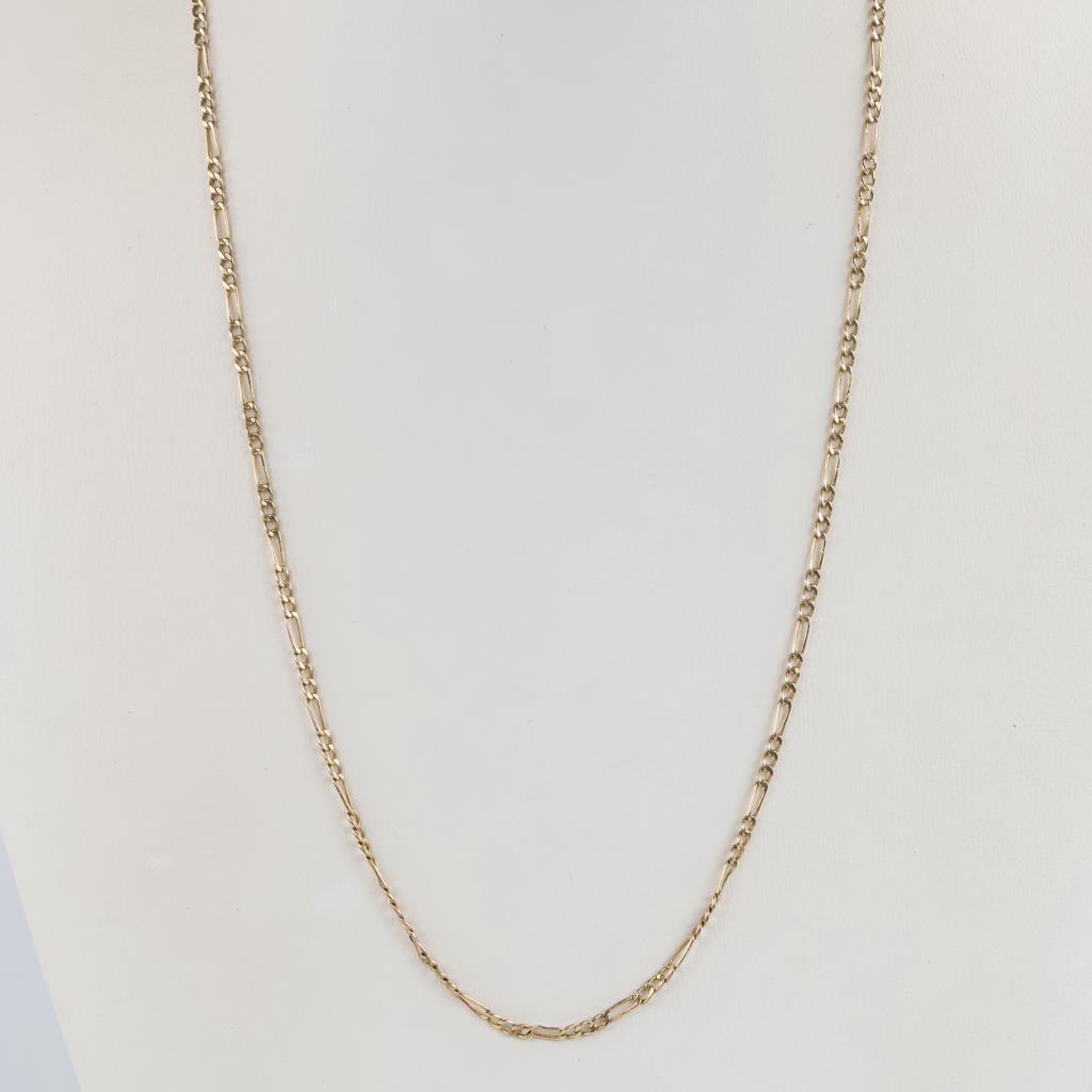 10kt Gold Hollow Figaro Chain Necklace