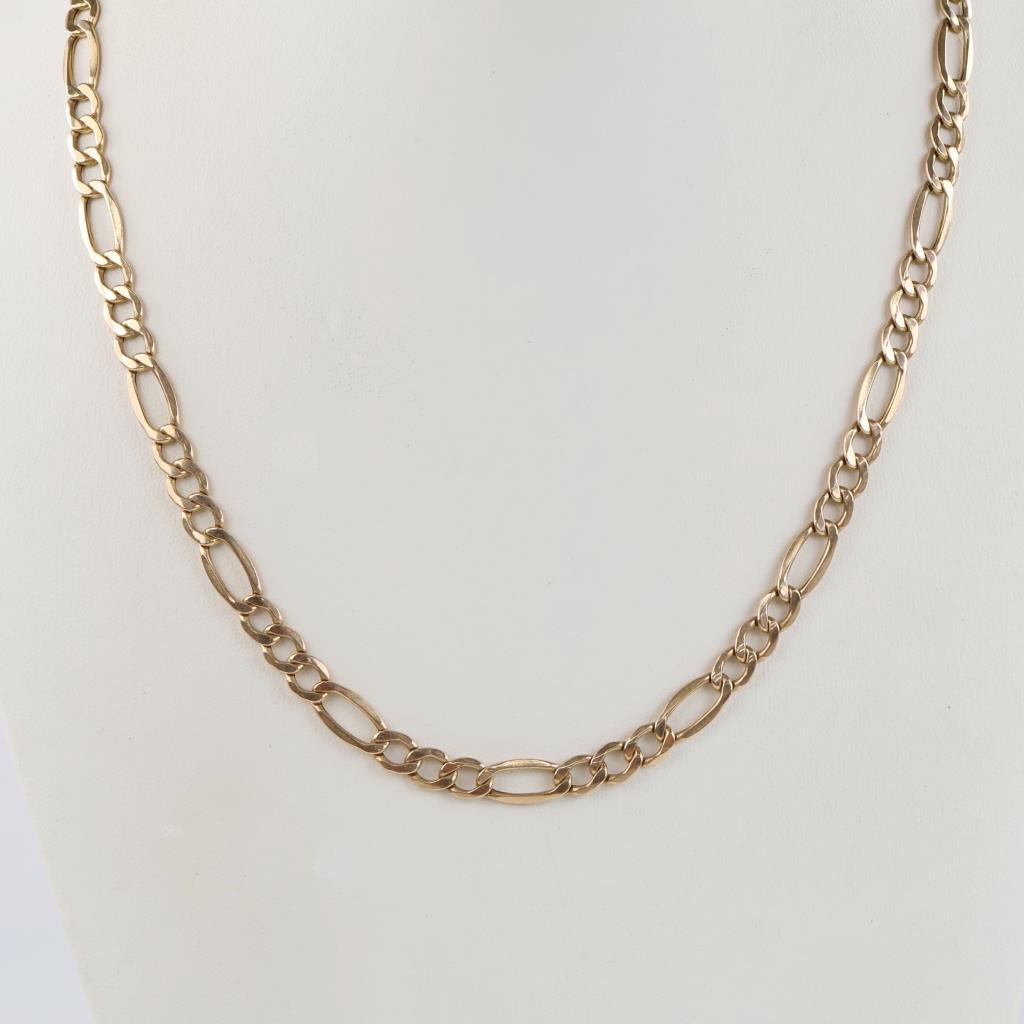 10kt Gold Hollow Figaro Chain Necklace
