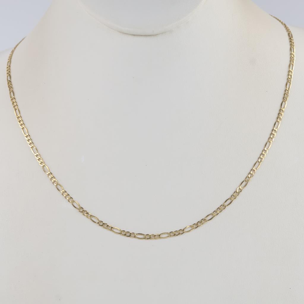 10kt Gold Hollow Figaro Chain Necklace