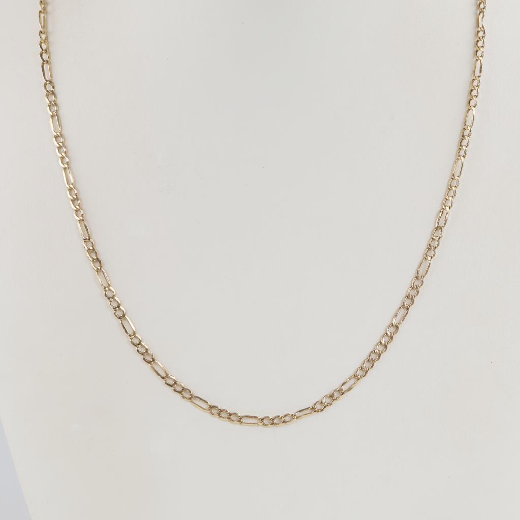 10kt Gold Hollow Figaro Link Necklace