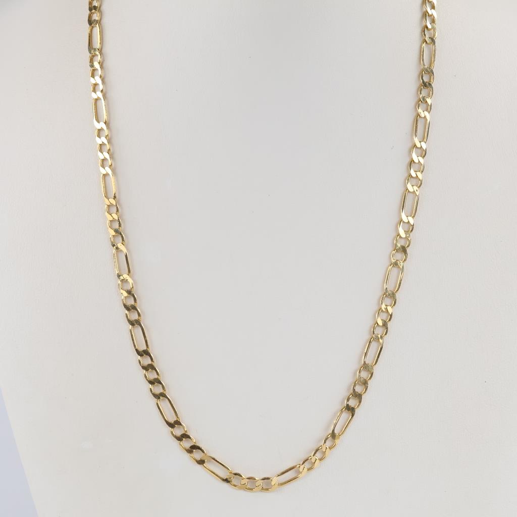 10kt Gold Hollow Figaro Link Necklace