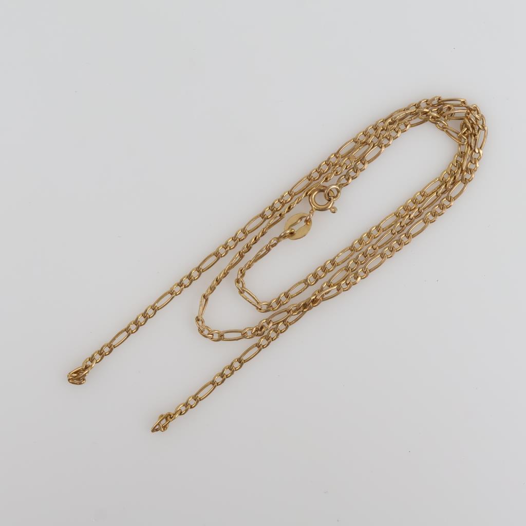 10kt Gold Hollow Figaro Link Necklace