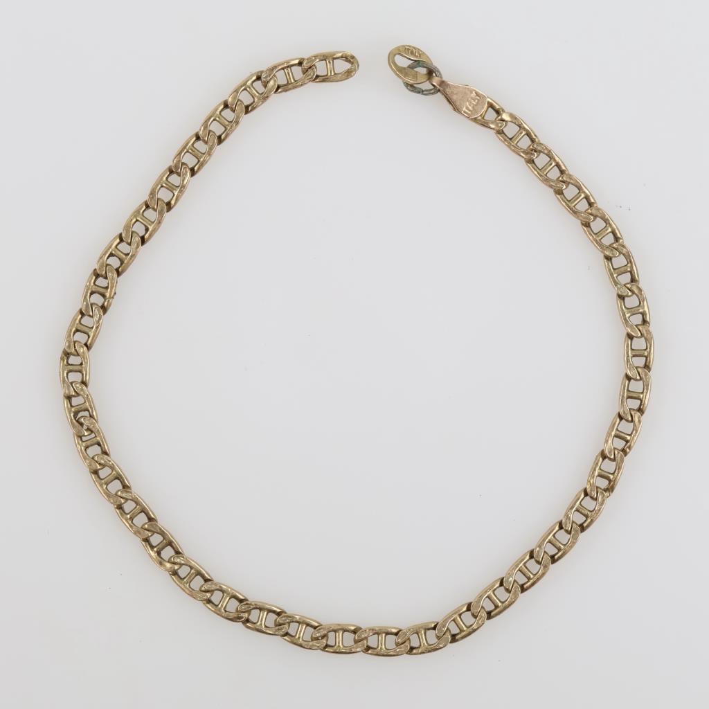 10kt Gold Hollow Mariner Link Bracelet