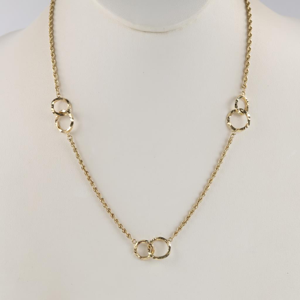 10kt Gold Hollow Rope Chain Necklace