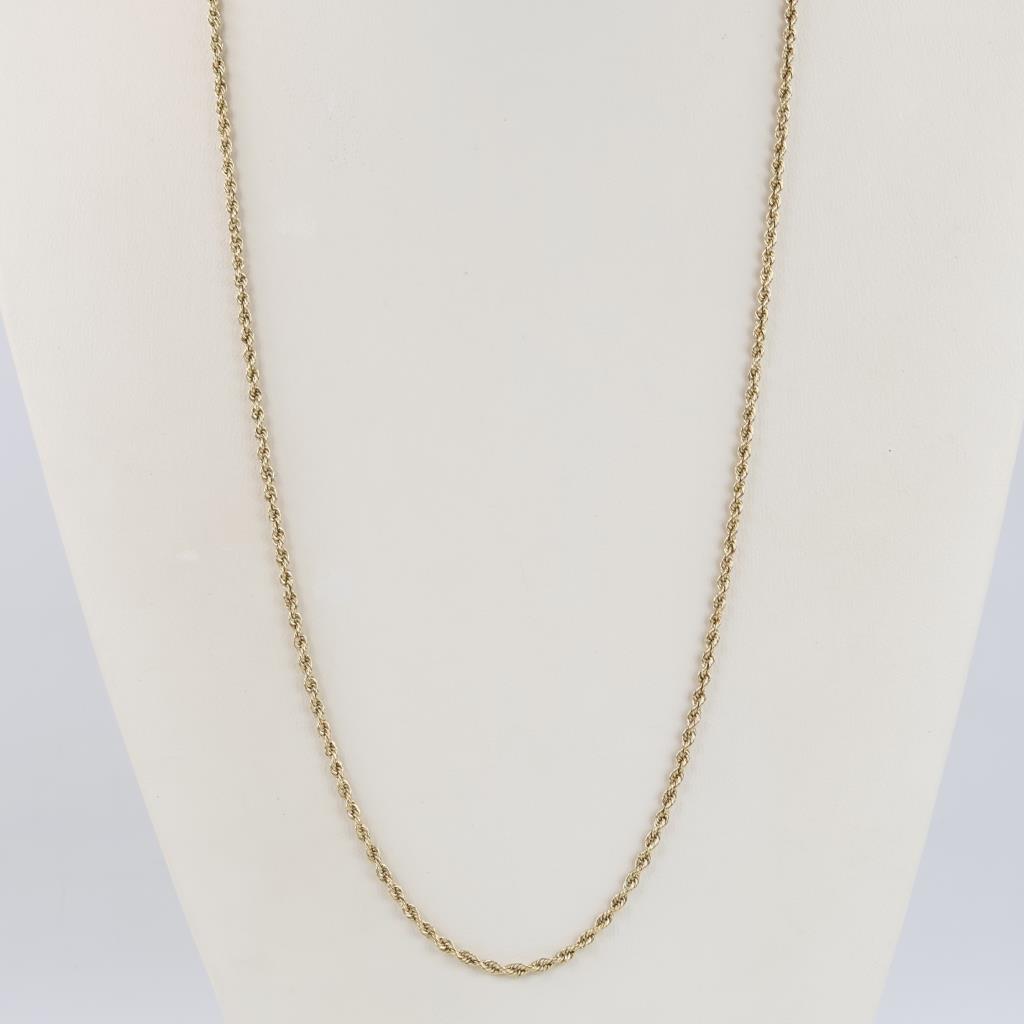 10kt Gold Hollow Rope Chain Necklace