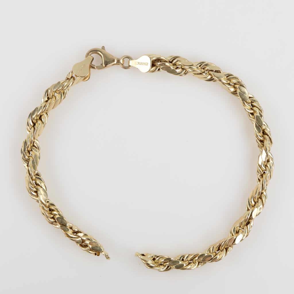 10kt Gold Hollow Rope Link Bracelet