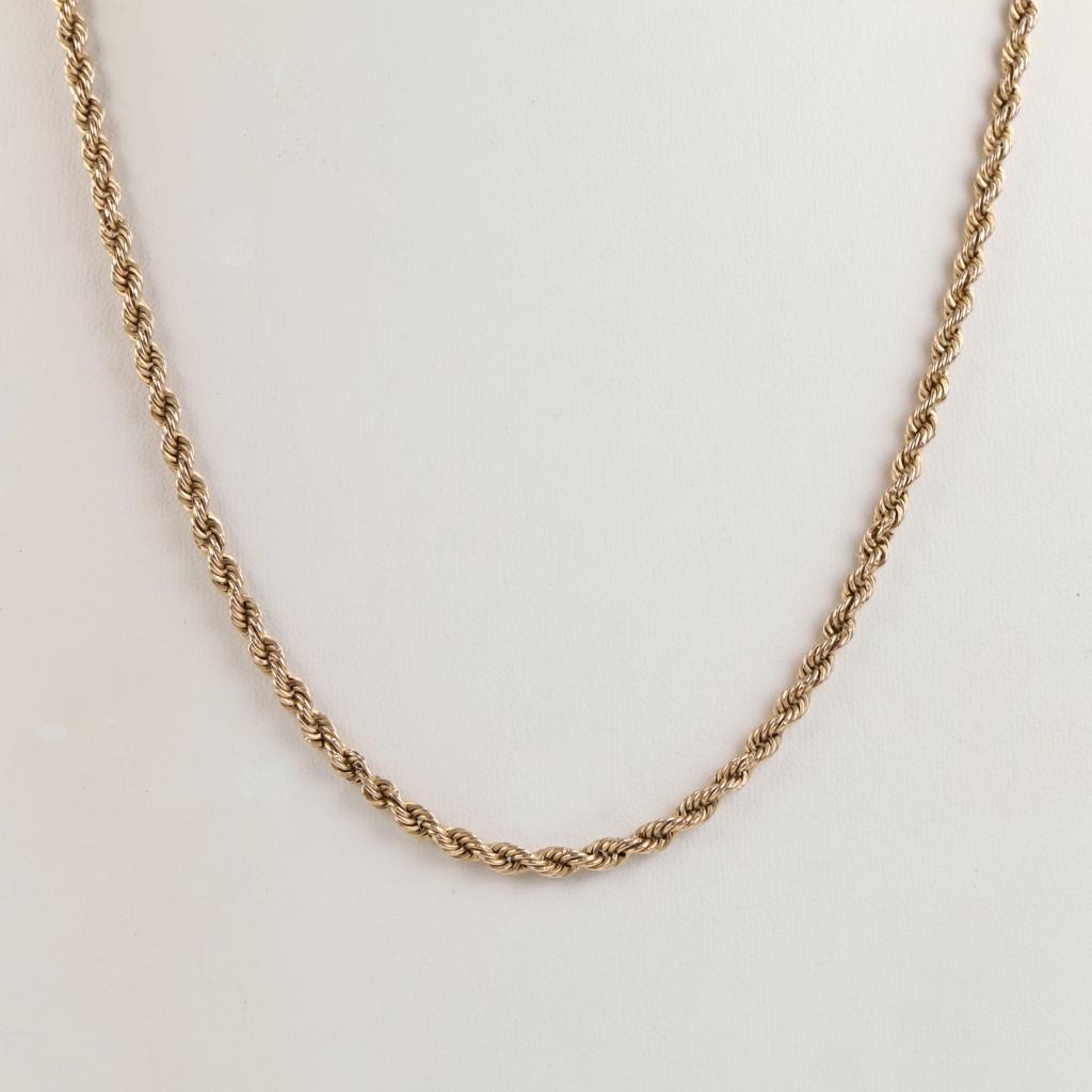 10kt Gold Hollow Rope Link Necklace