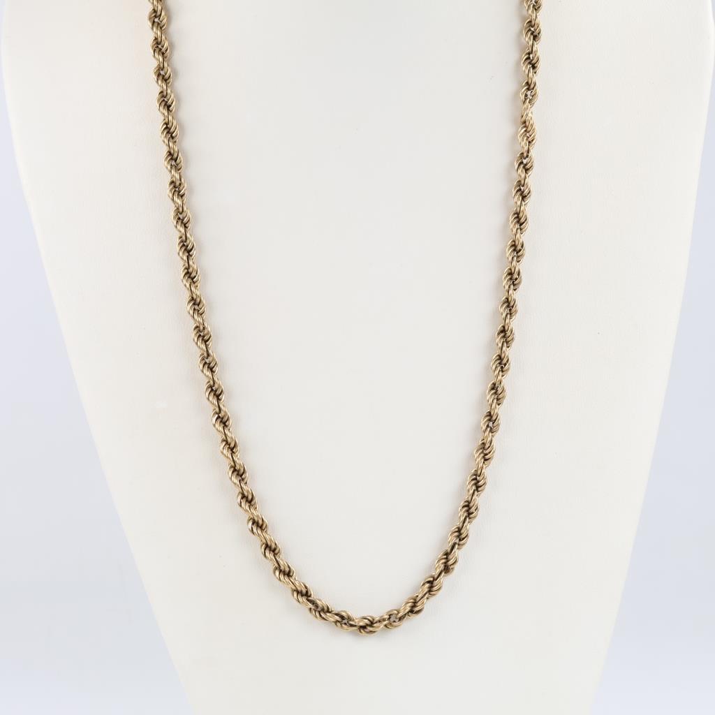 10kt Gold Hollow Rope Necklace
