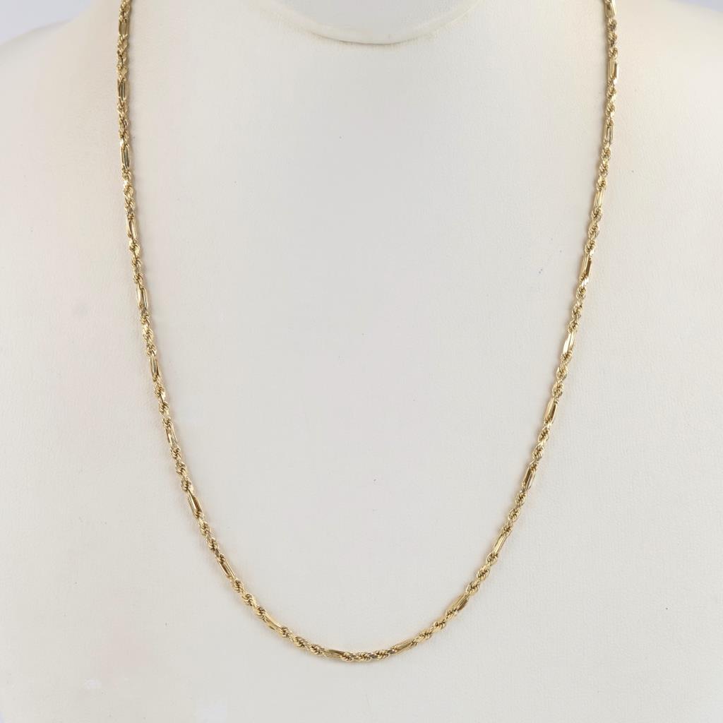 10kt Gold Hollow Rope Necklace