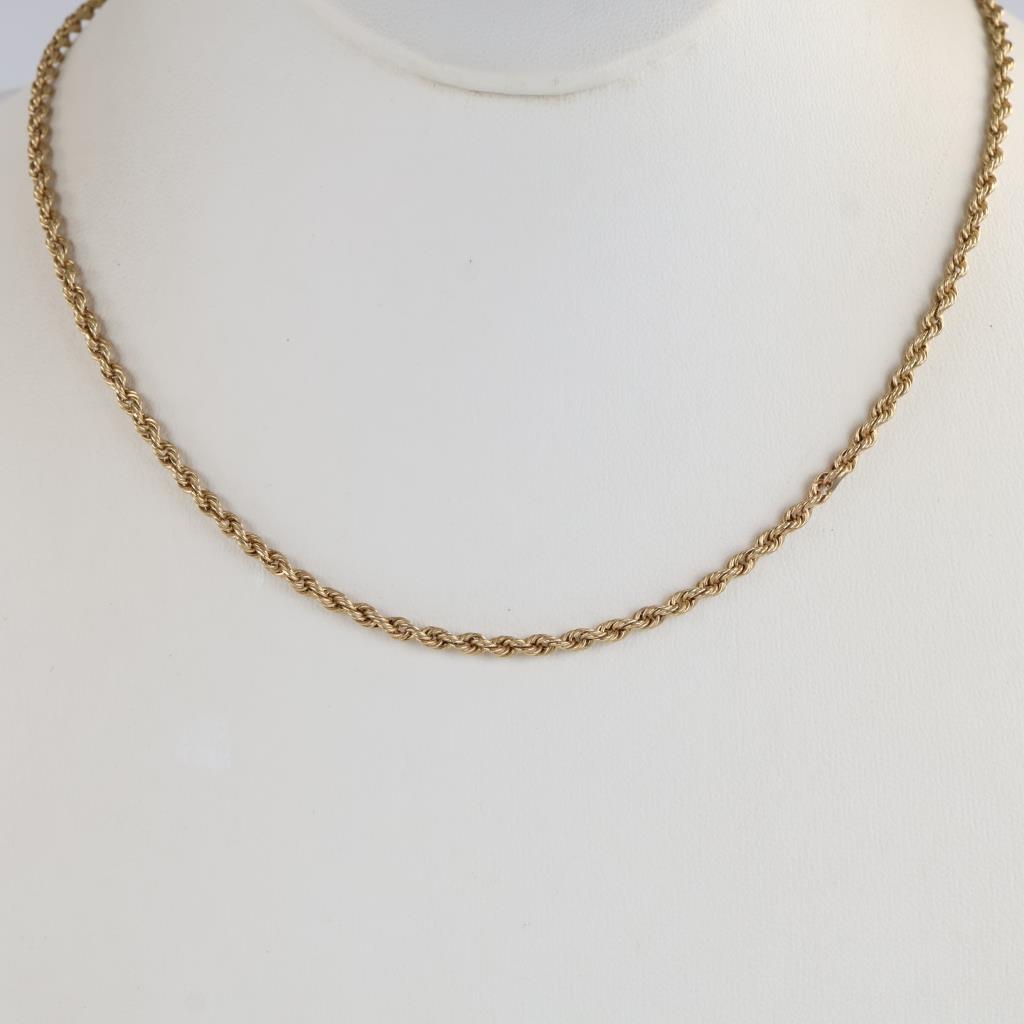 10kt Gold Hollow Rope Necklace