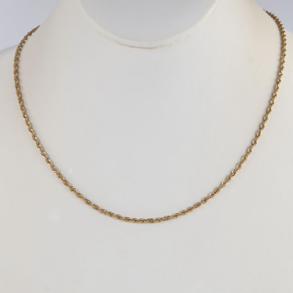 10kt Gold Hollow Rope Necklace