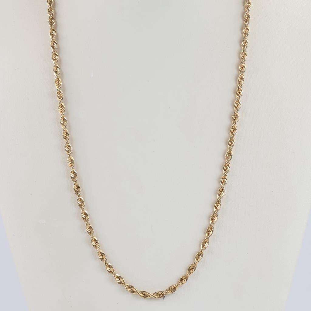 10kt Gold Hollow Rope Necklace