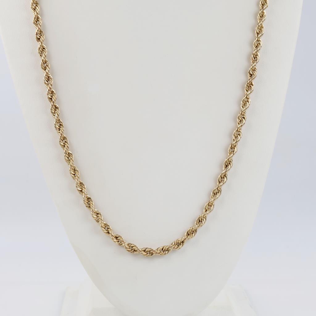 10kt Gold Hollow Twisted Rope Chain Link Necklace