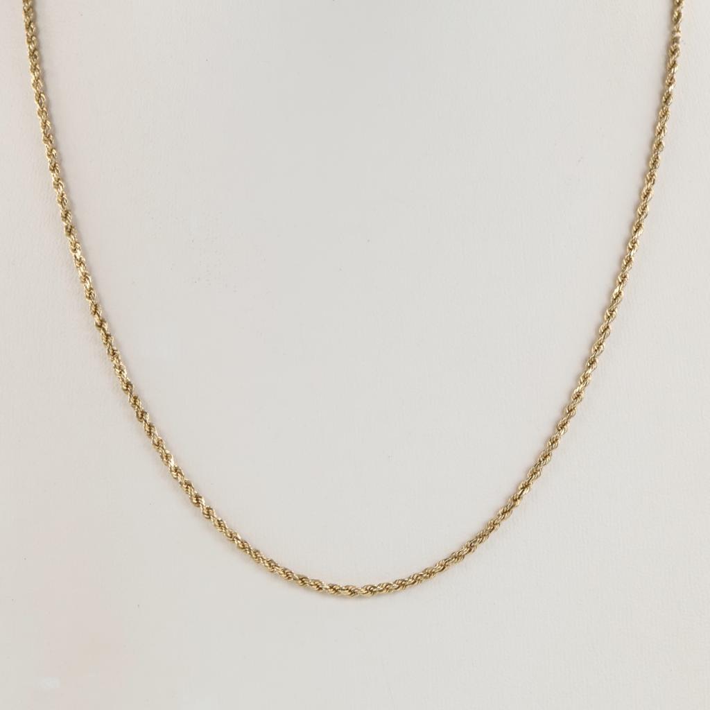 10kt Gold Hollow Twisted Rope Necklace