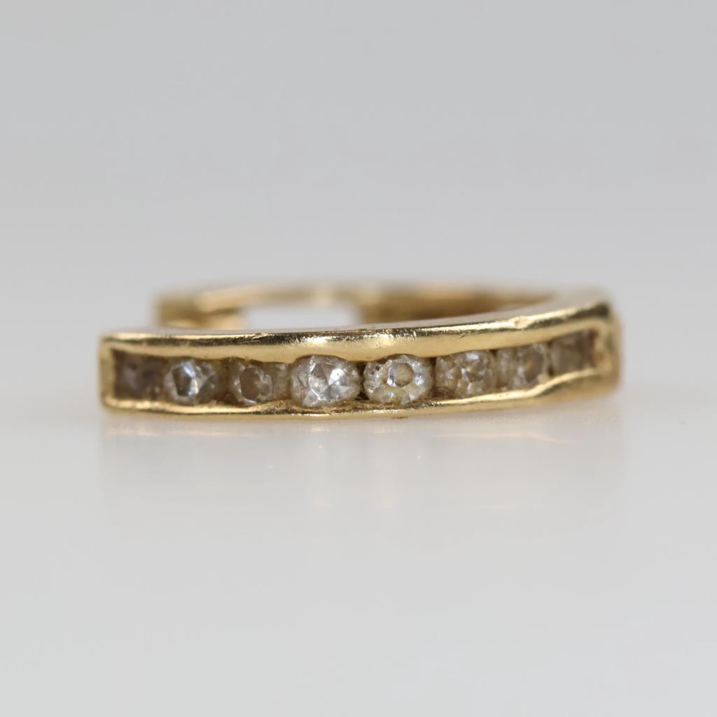 10kt Gold Huggie Hoop Clear Stone Accent Earring