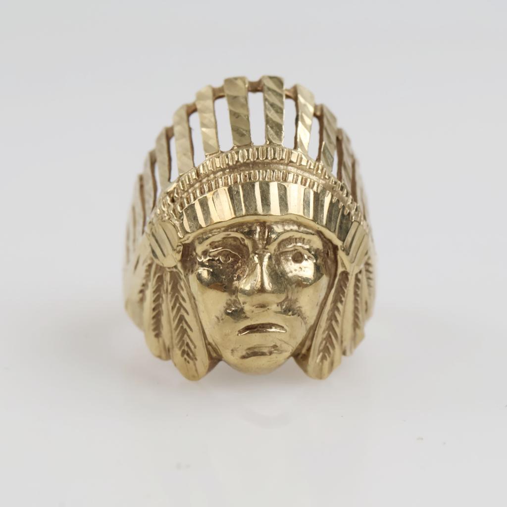 10kt Gold Indian Chief Head Ring