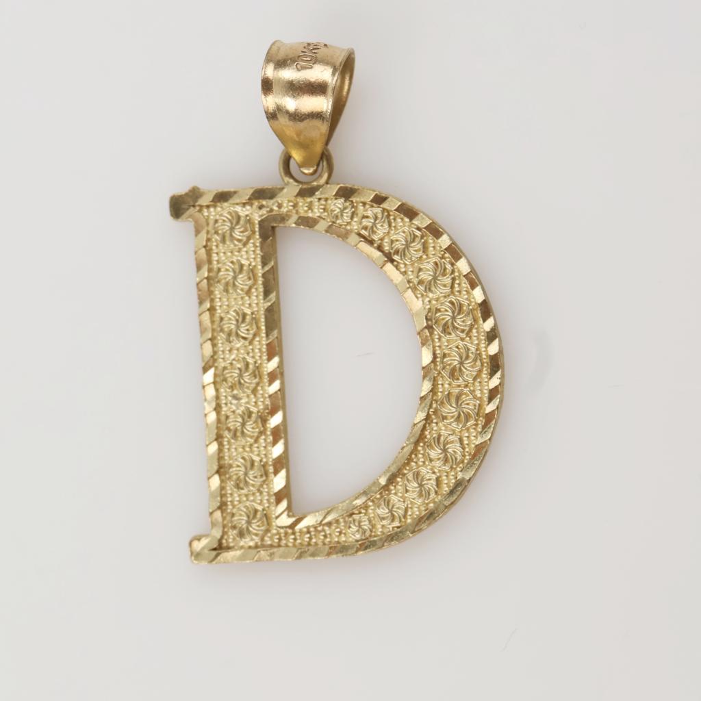 10kt Gold Letter D Pendant