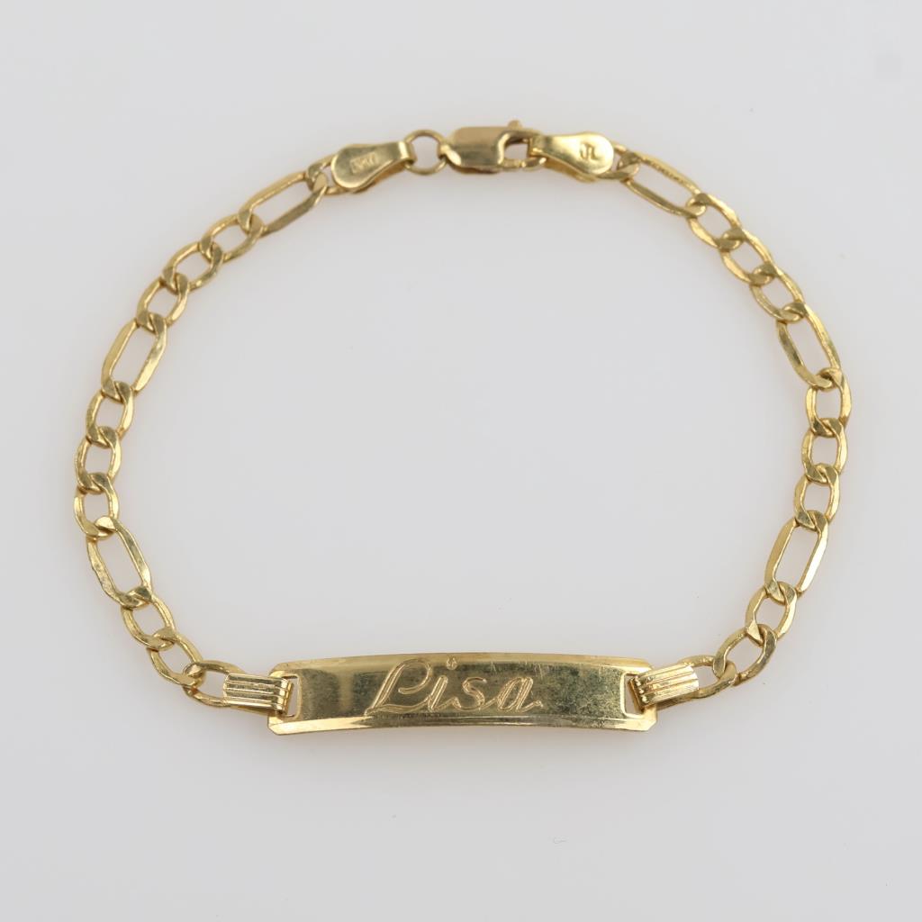 10kt Gold Name Plate Hollow Bracelet