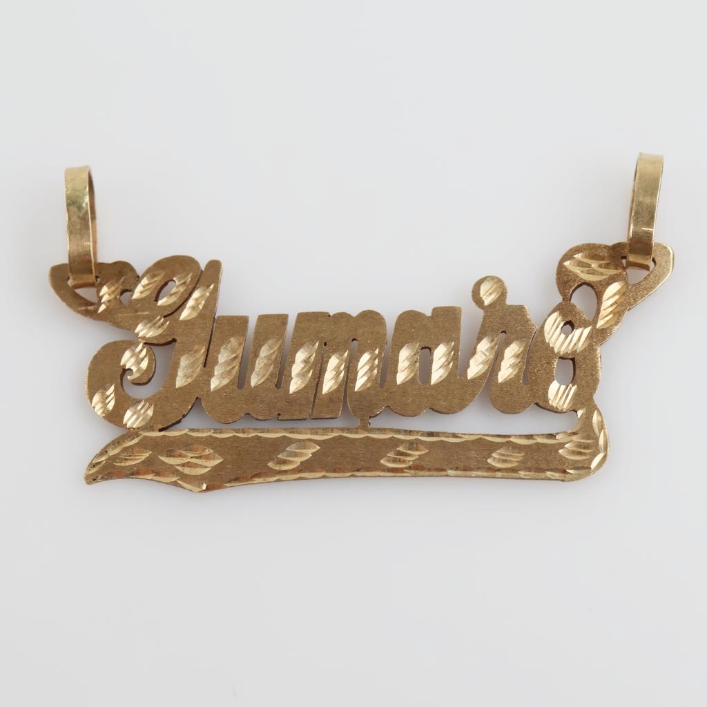 10kt Gold Name Plate Pendant