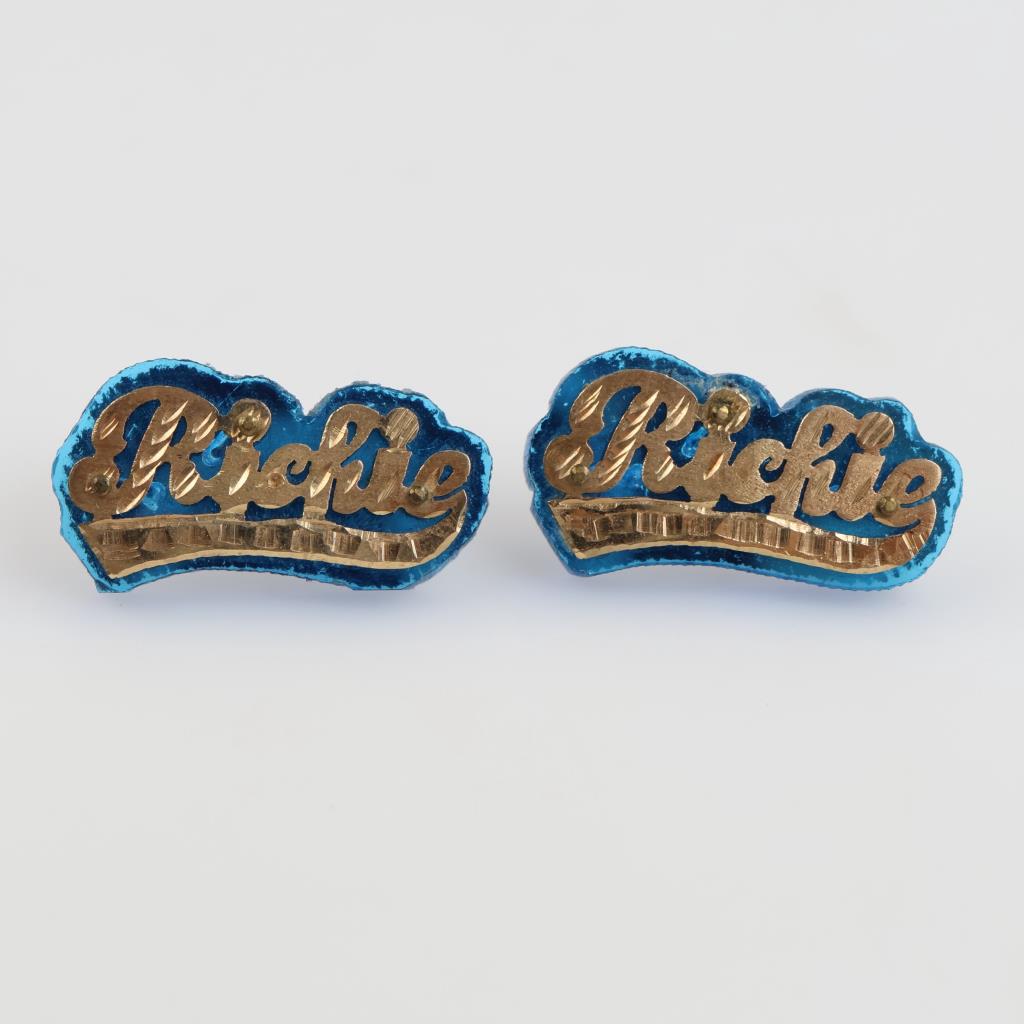 10kt Gold Nameplate Acrylic And Foil Backing Earrings