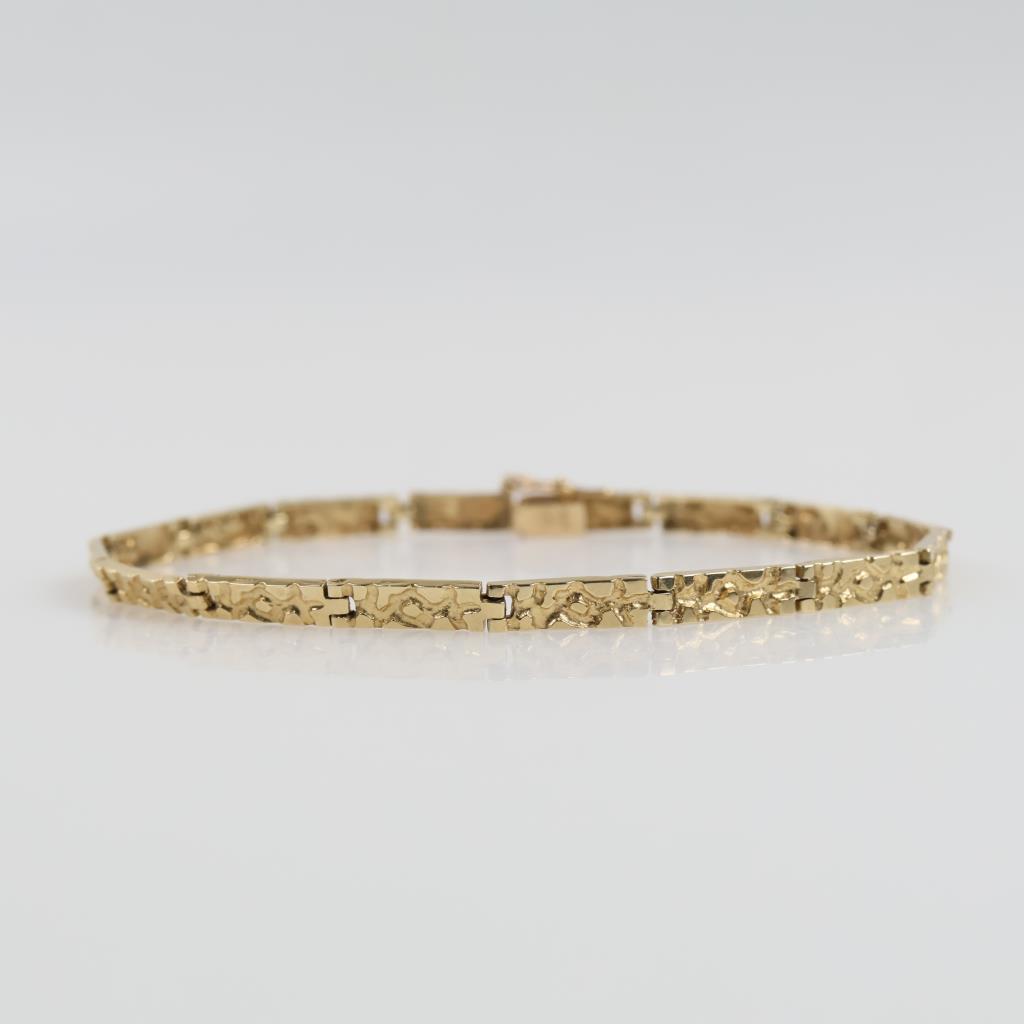 10kt Gold Nugget Style Panel Bracelet