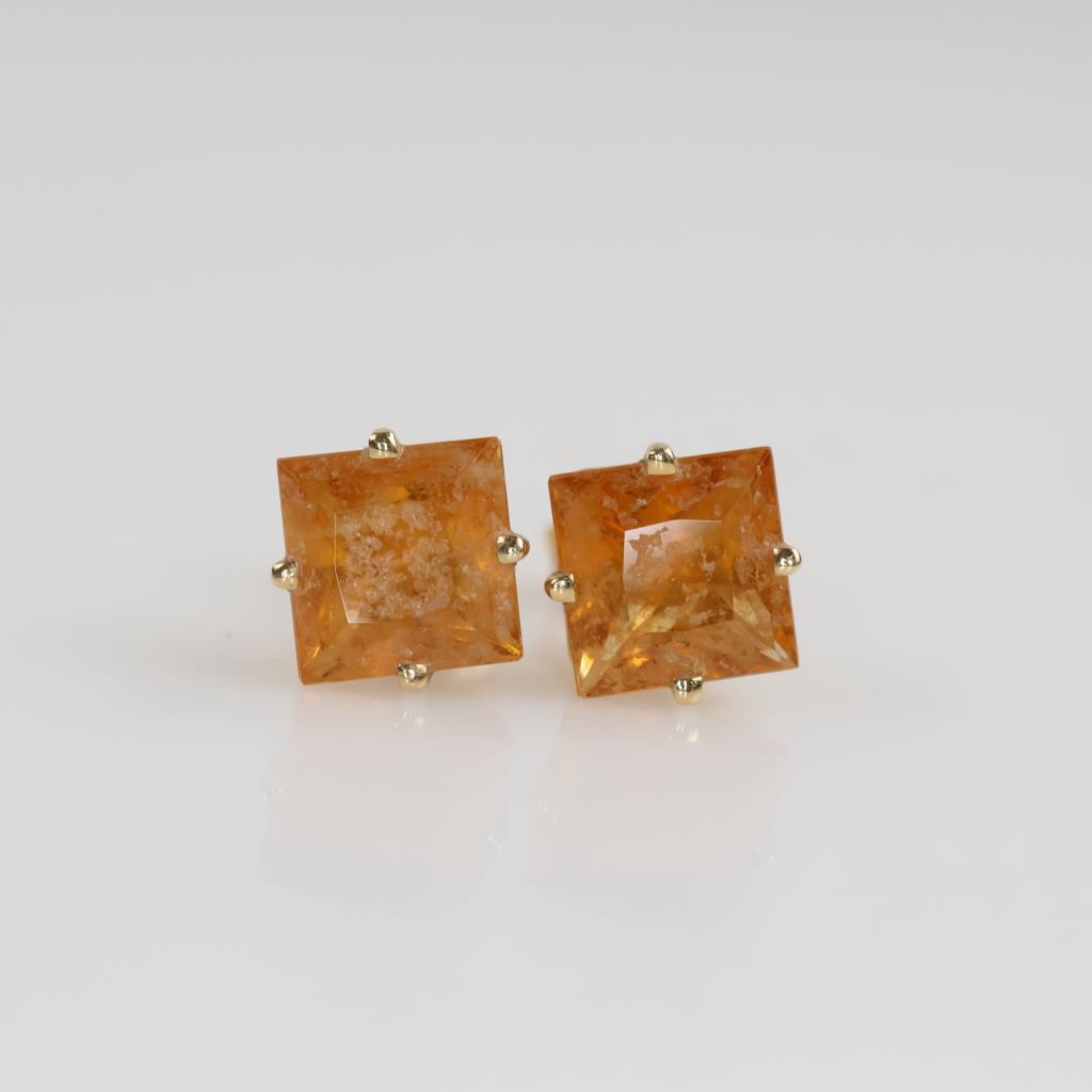 10kt Gold Orange Stone Stud Earrings