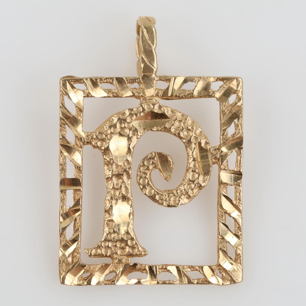 10kt Gold P Initial Pendant