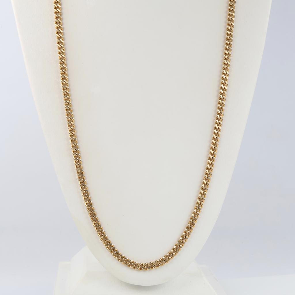 10kt Gold PuffedCurb Link Chain Necklace