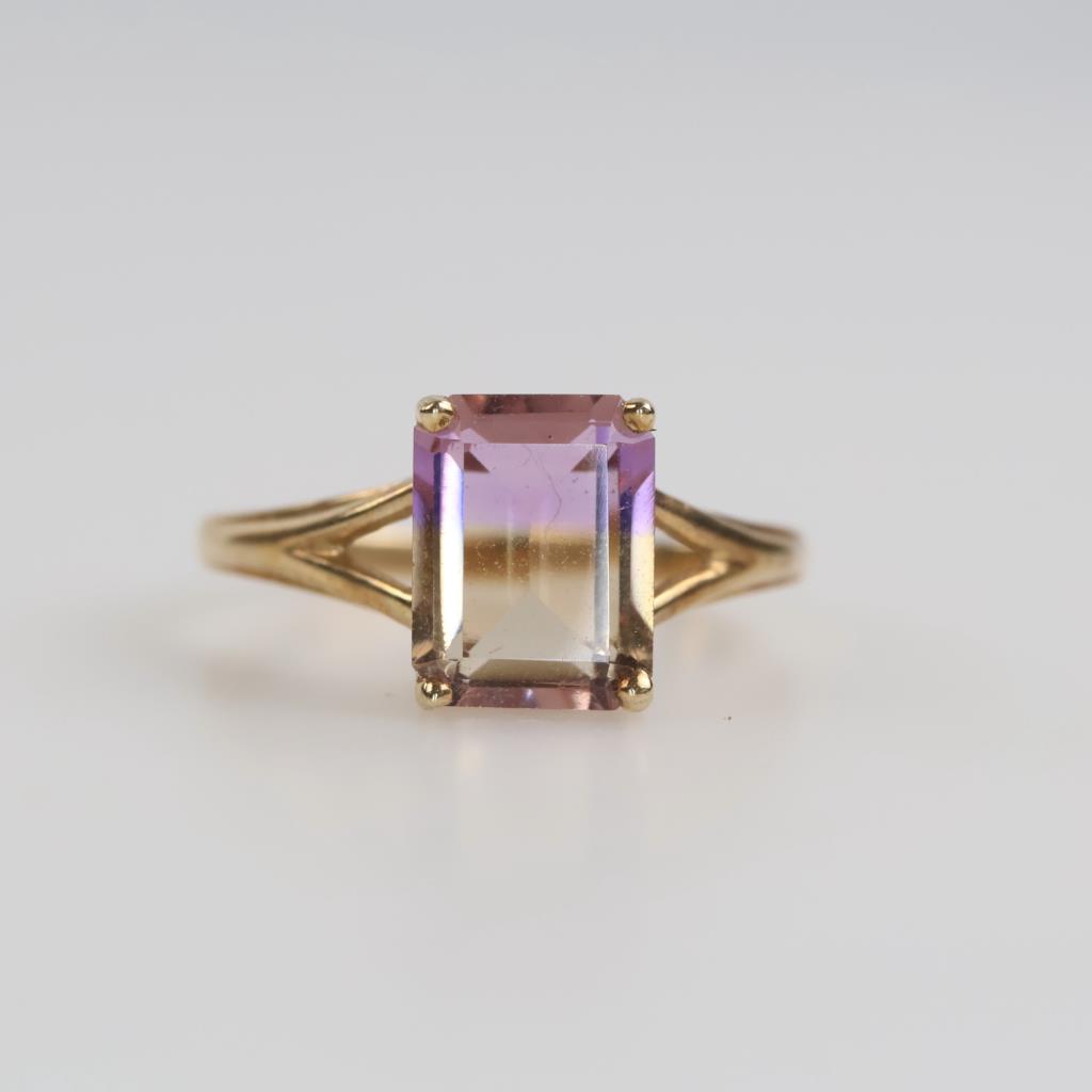 10kt Gold Purple And Yellow Stone Ring